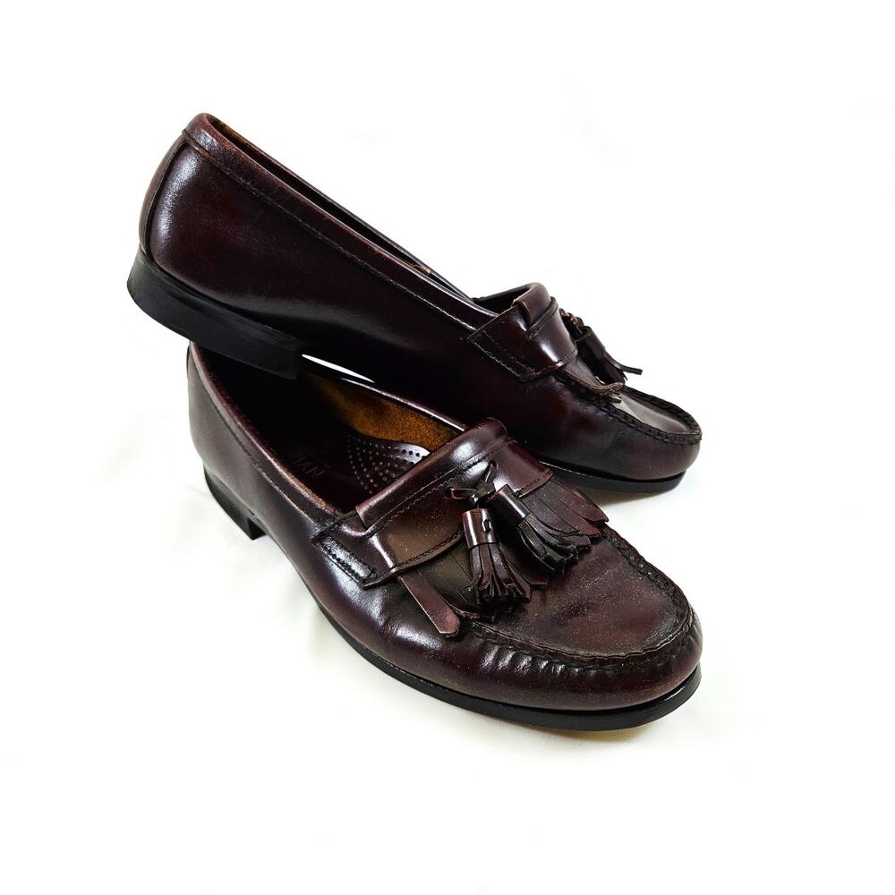 Bostonian Leather Tassel Loafer Sz 9.5 Brown Made USA Kiltie Shoes Classic Dress